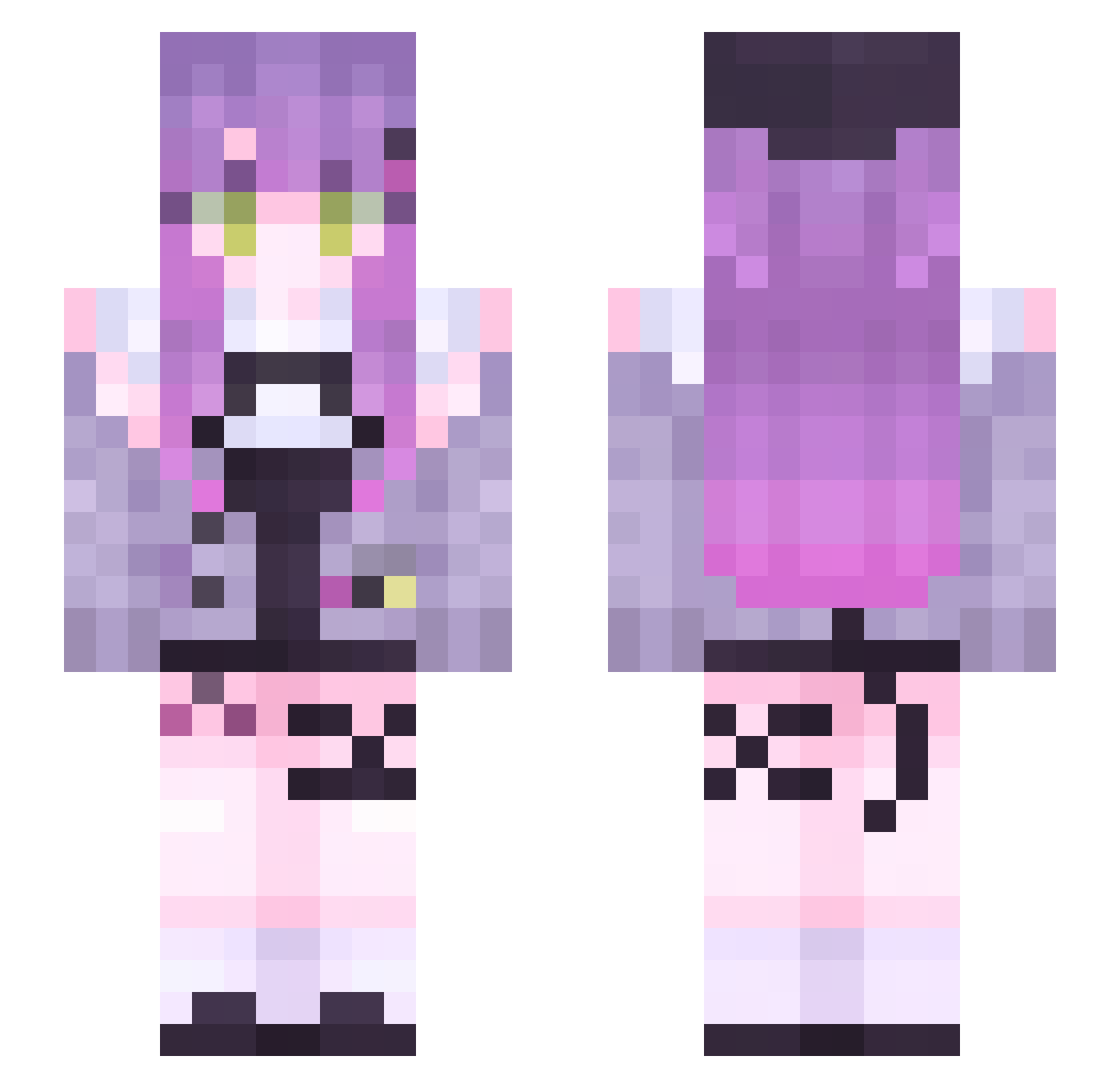 TowaSui Minecraft skin, front and back view