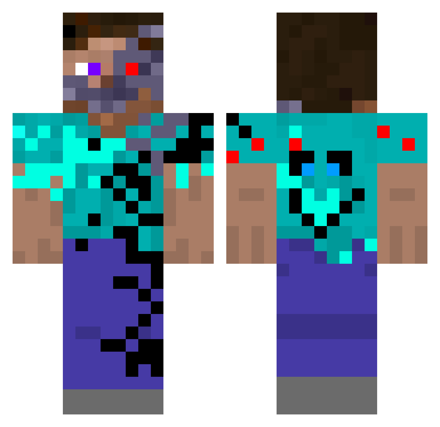 NK3000 Minecraft skin, front and back view