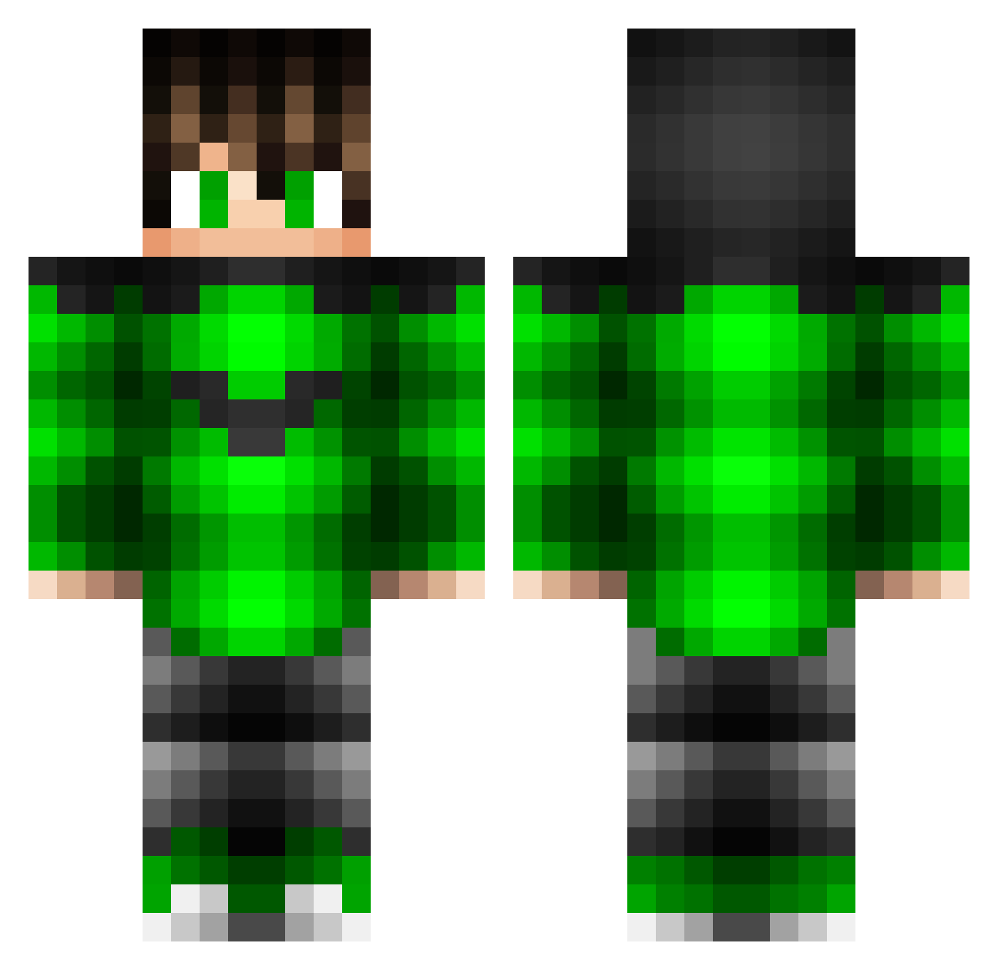 Wr13N Minecraft skin, front and back view