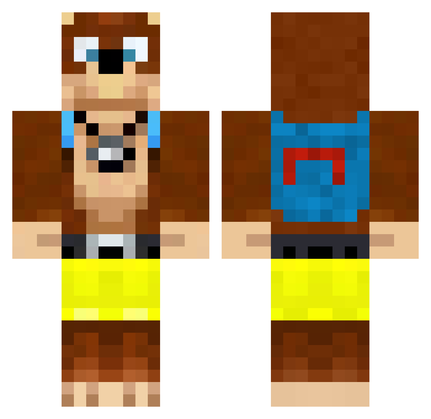 Azzy10 Minecraft skin, front and back view