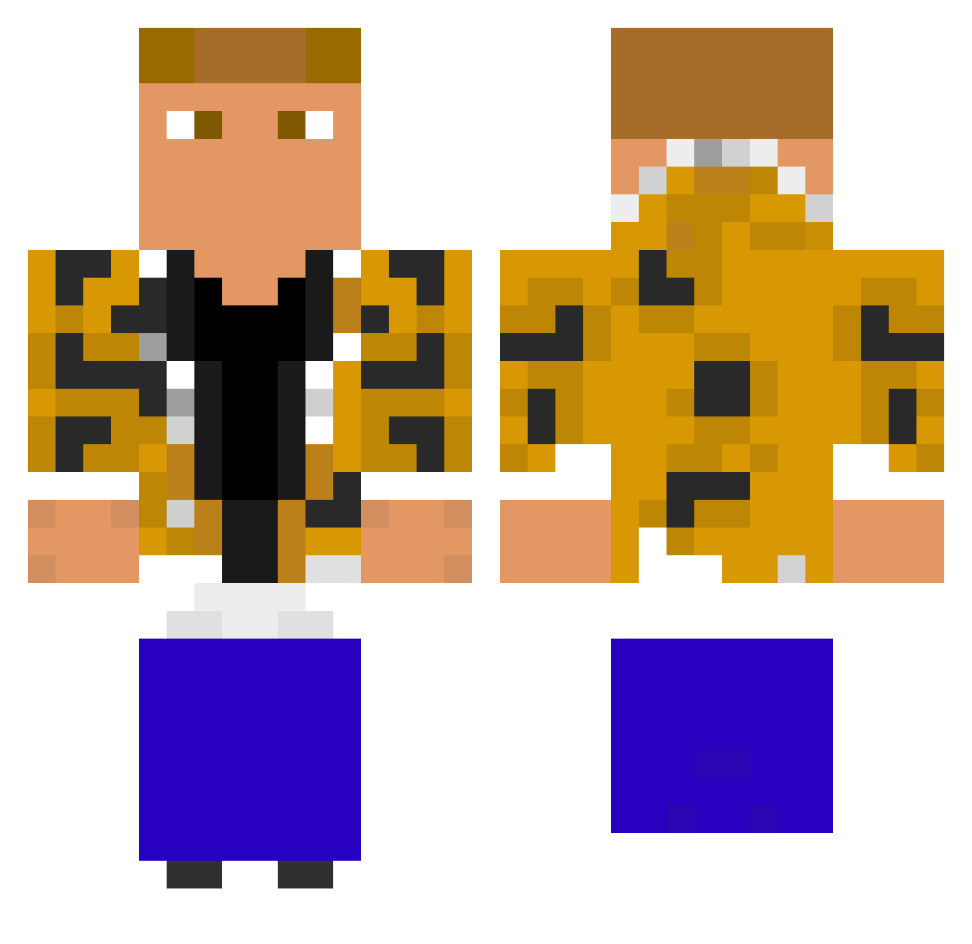 Weedicide Minecraft skin, front and back view