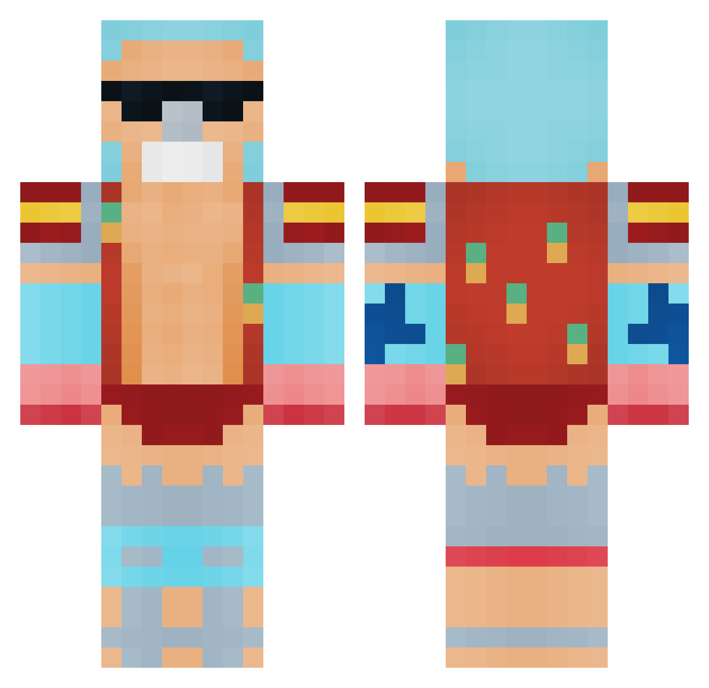 TakeSenpai Minecraft skin, front and back view