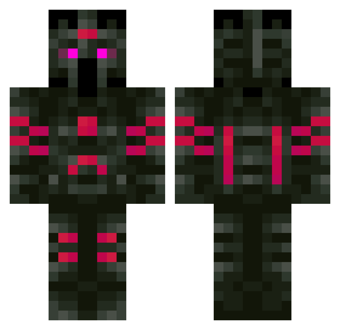 Raven_fn14 Minecraft skin, front and back view