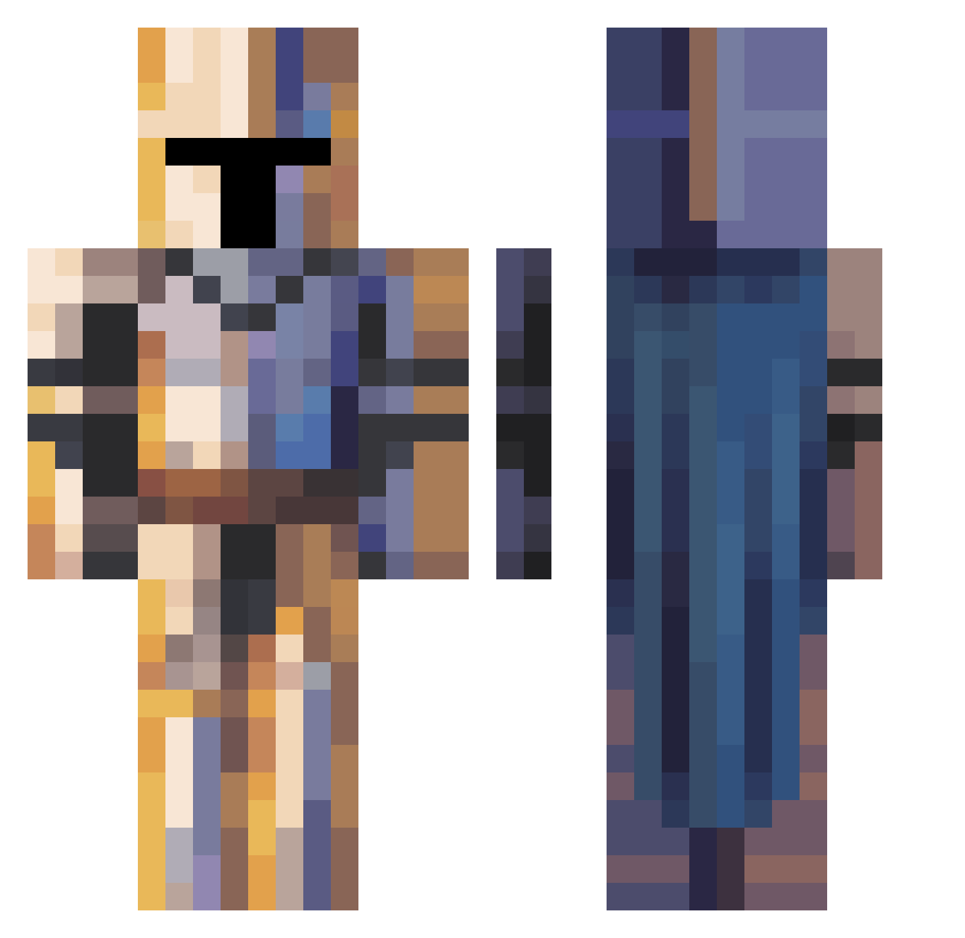 jaytotheden Minecraft skin, front and back view