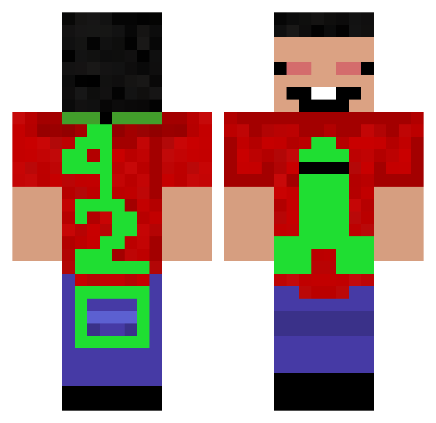 vases Minecraft skin, front and back view