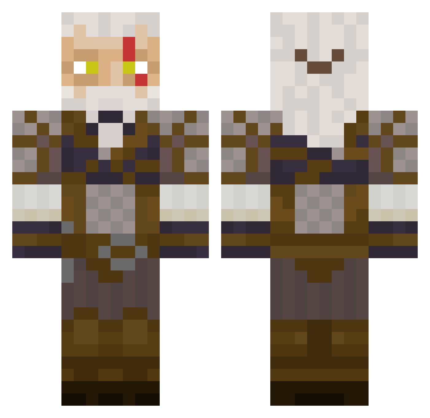 NightShades Minecraft skin, front and back view