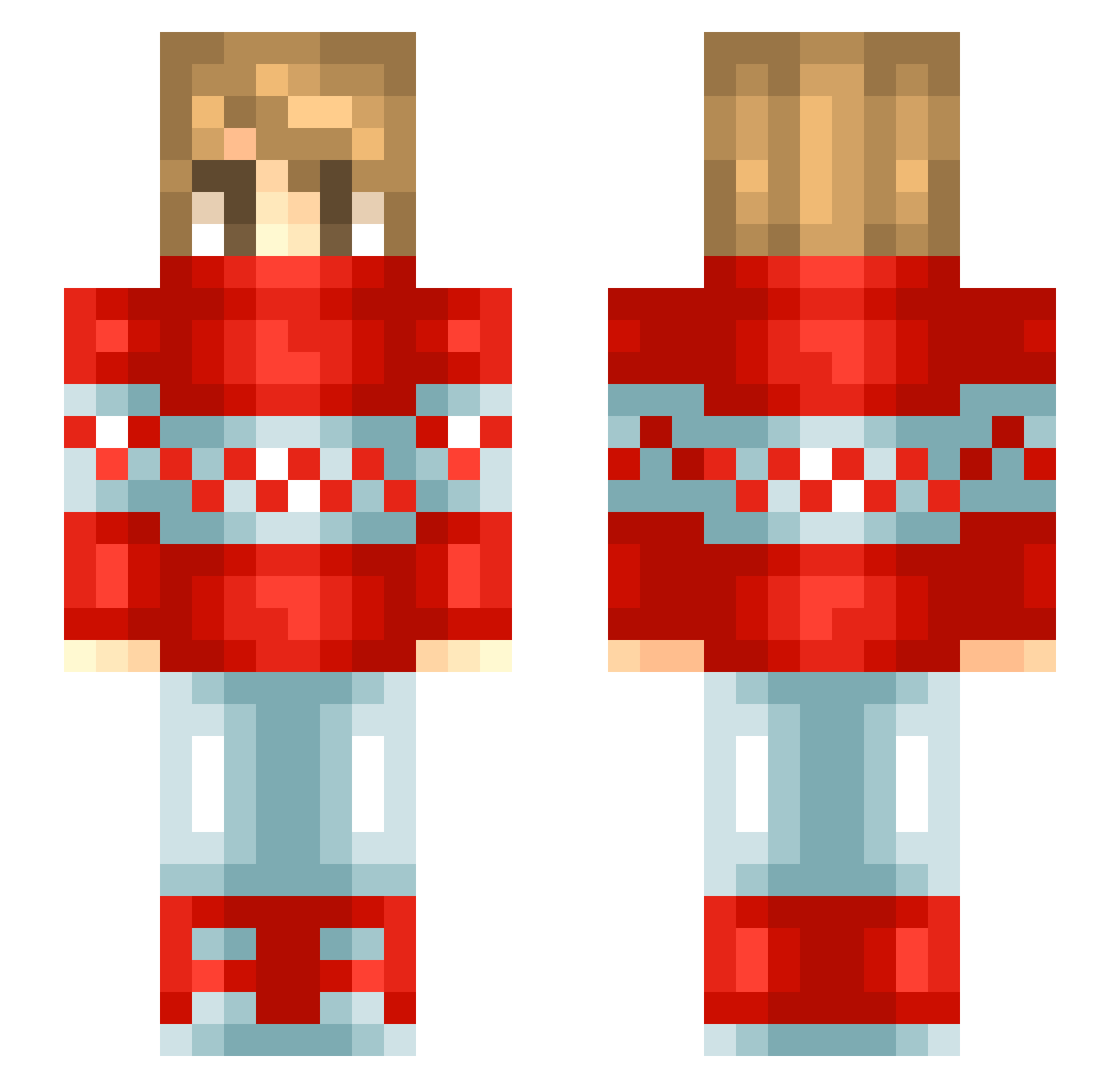 Corrective Minecraft skin, front and back view