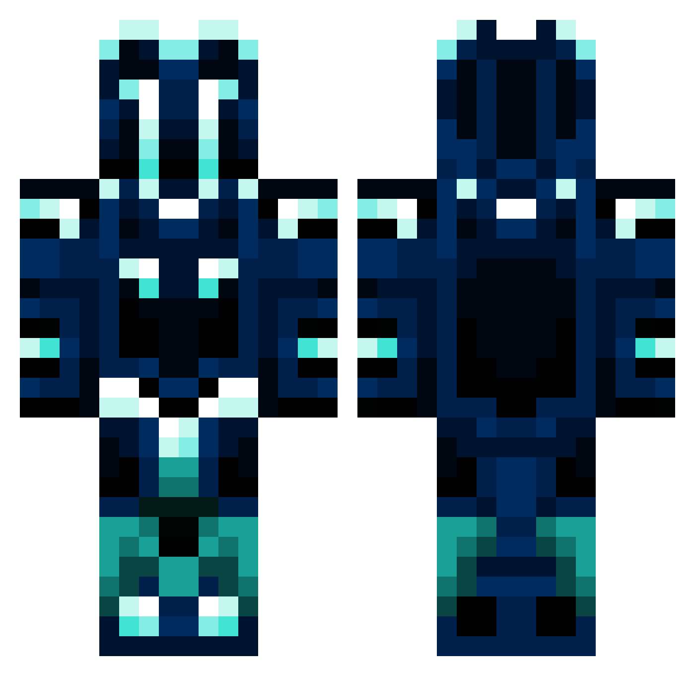 Tyneoo Minecraft skin, front and back view