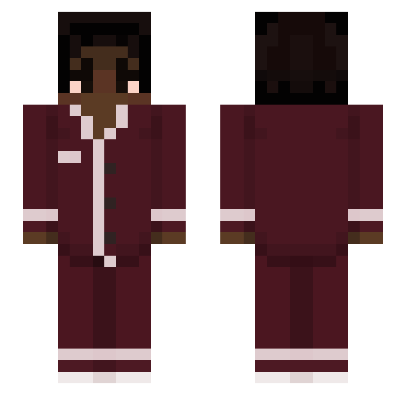 WocKKr Minecraft skin, front and back view
