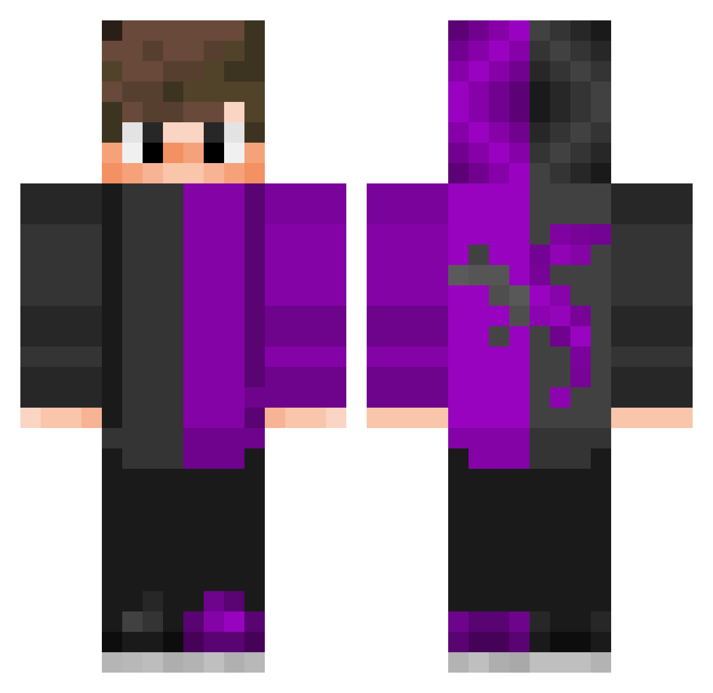 rxGrays Minecraft skin, front and back view