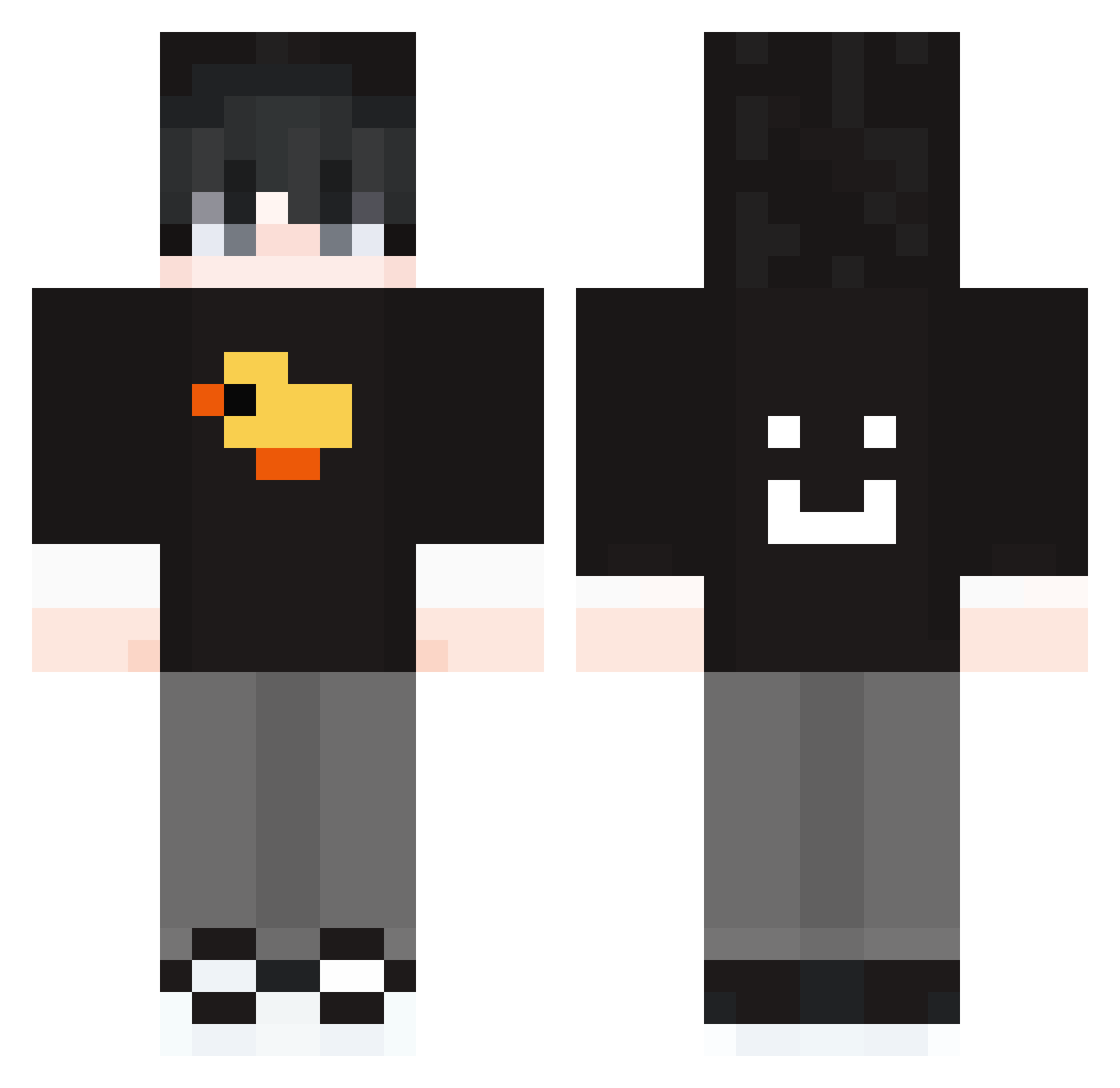 SpoonyOne7 Minecraft skin, front and back view