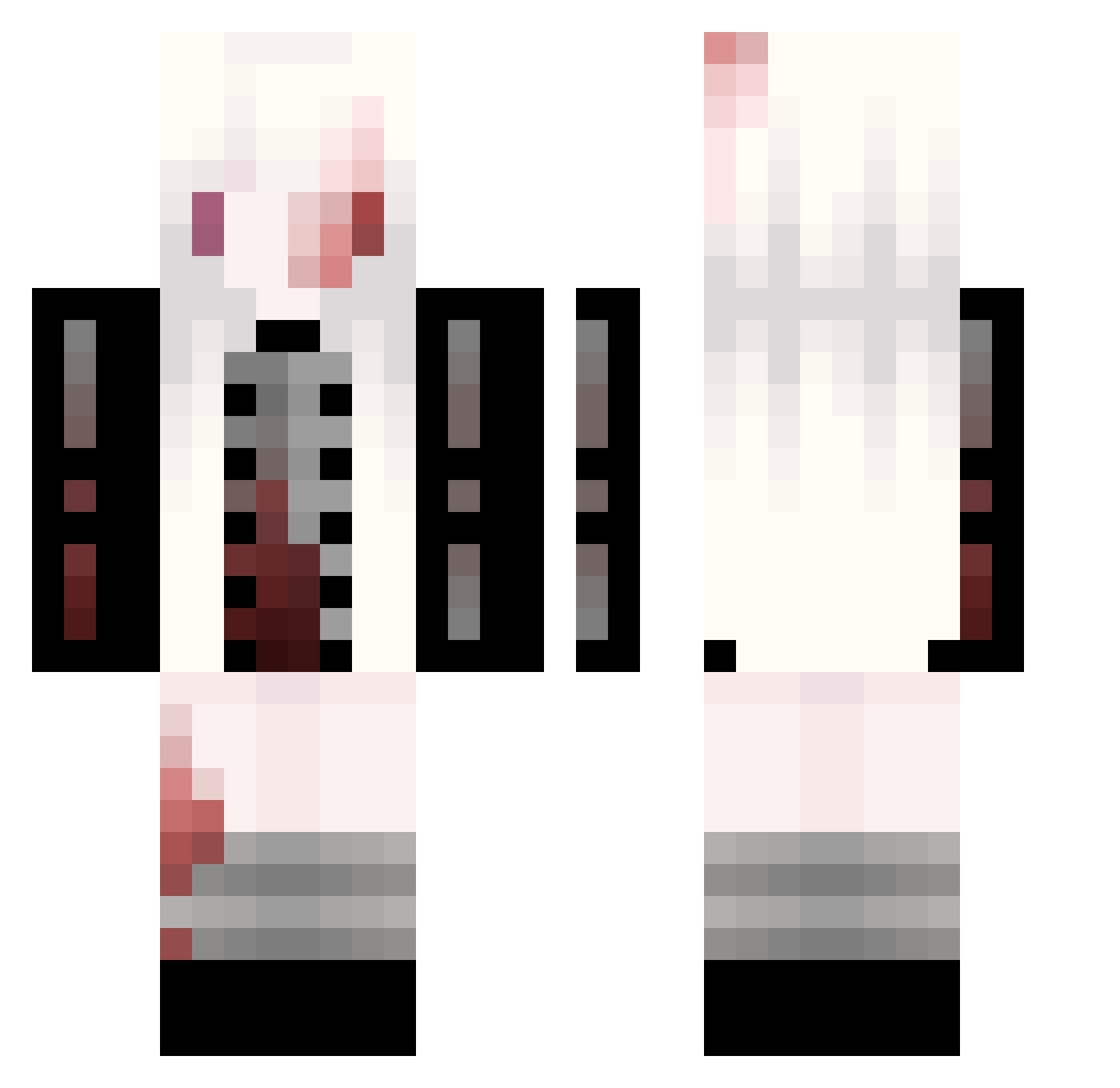 Ravensecho Minecraft skin, front and back view