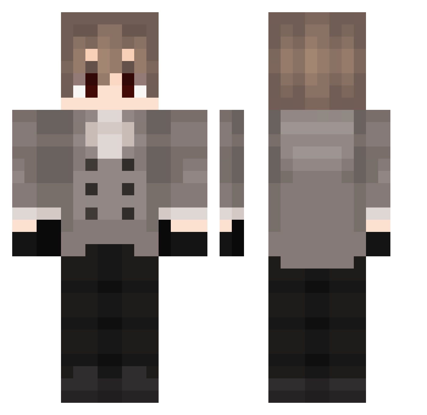 racell Minecraft skin, front and back view