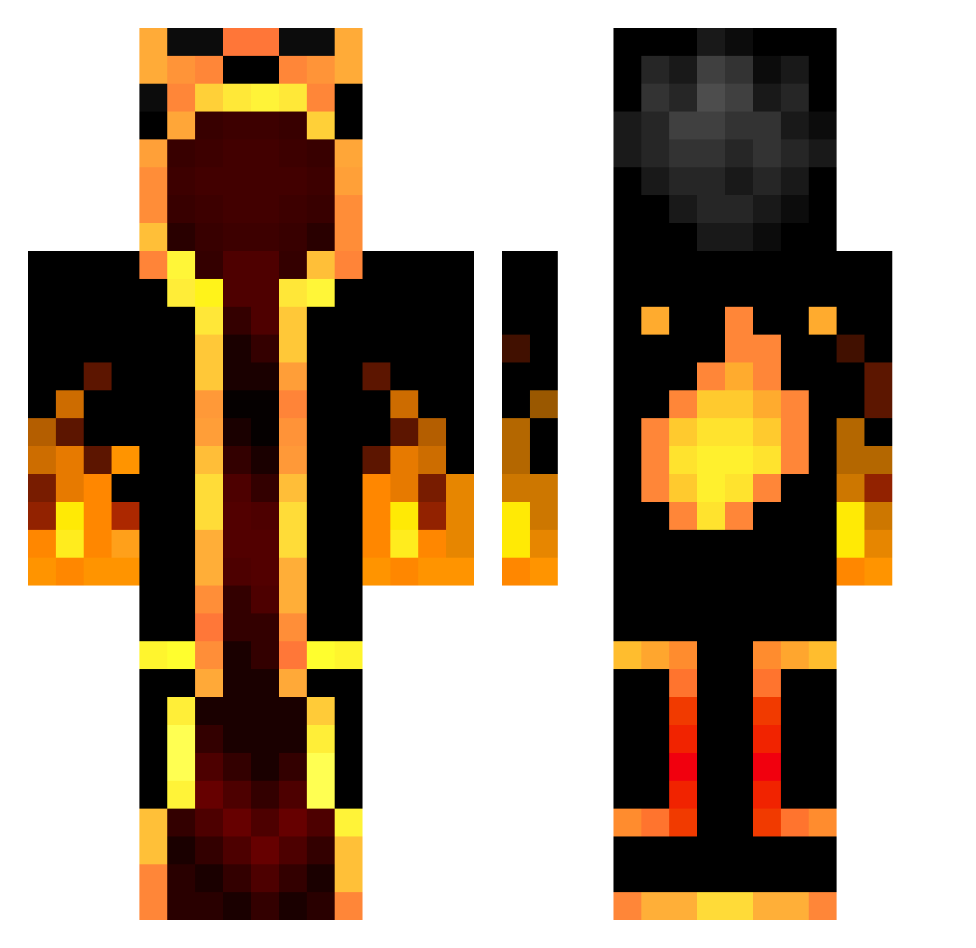 TkAres Minecraft skin, front and back view