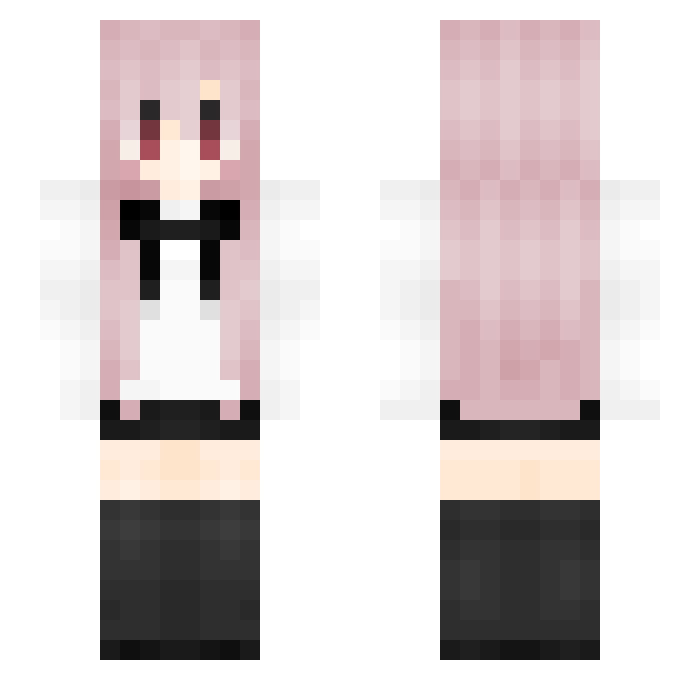lovedey Minecraft skin, front and back view