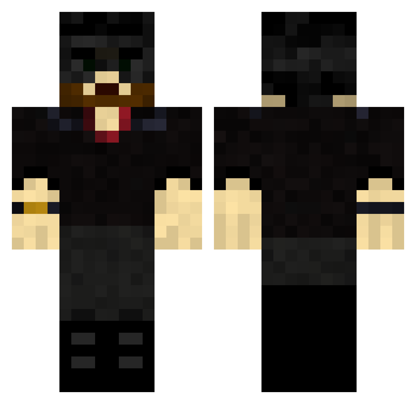 OMYYT Minecraft skin, front and back view