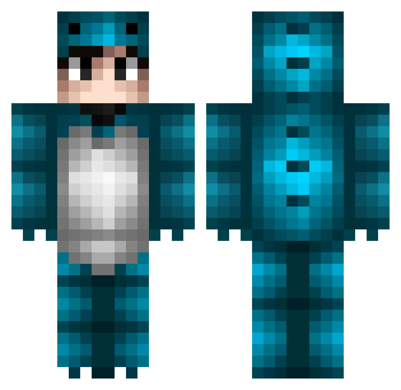 Unleguit Minecraft skin, front and back view