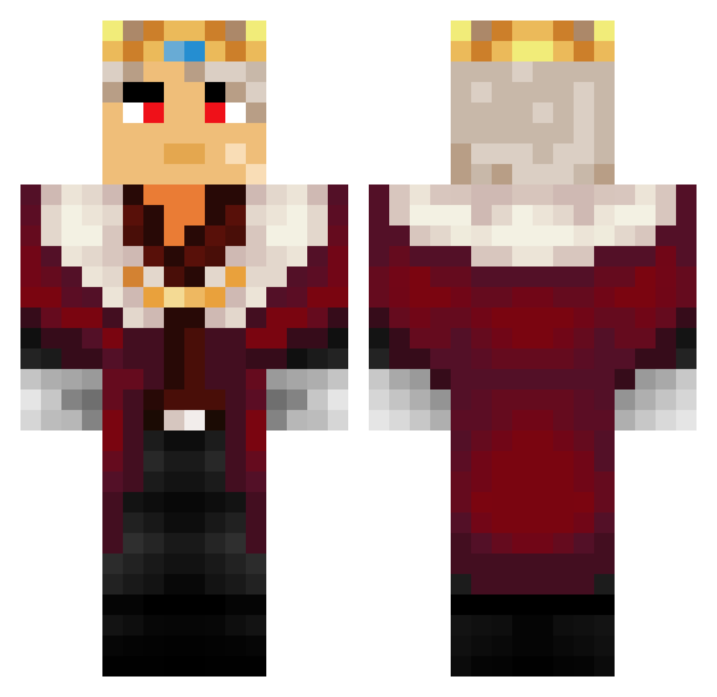 Whiteexo Minecraft skin, front and back view
