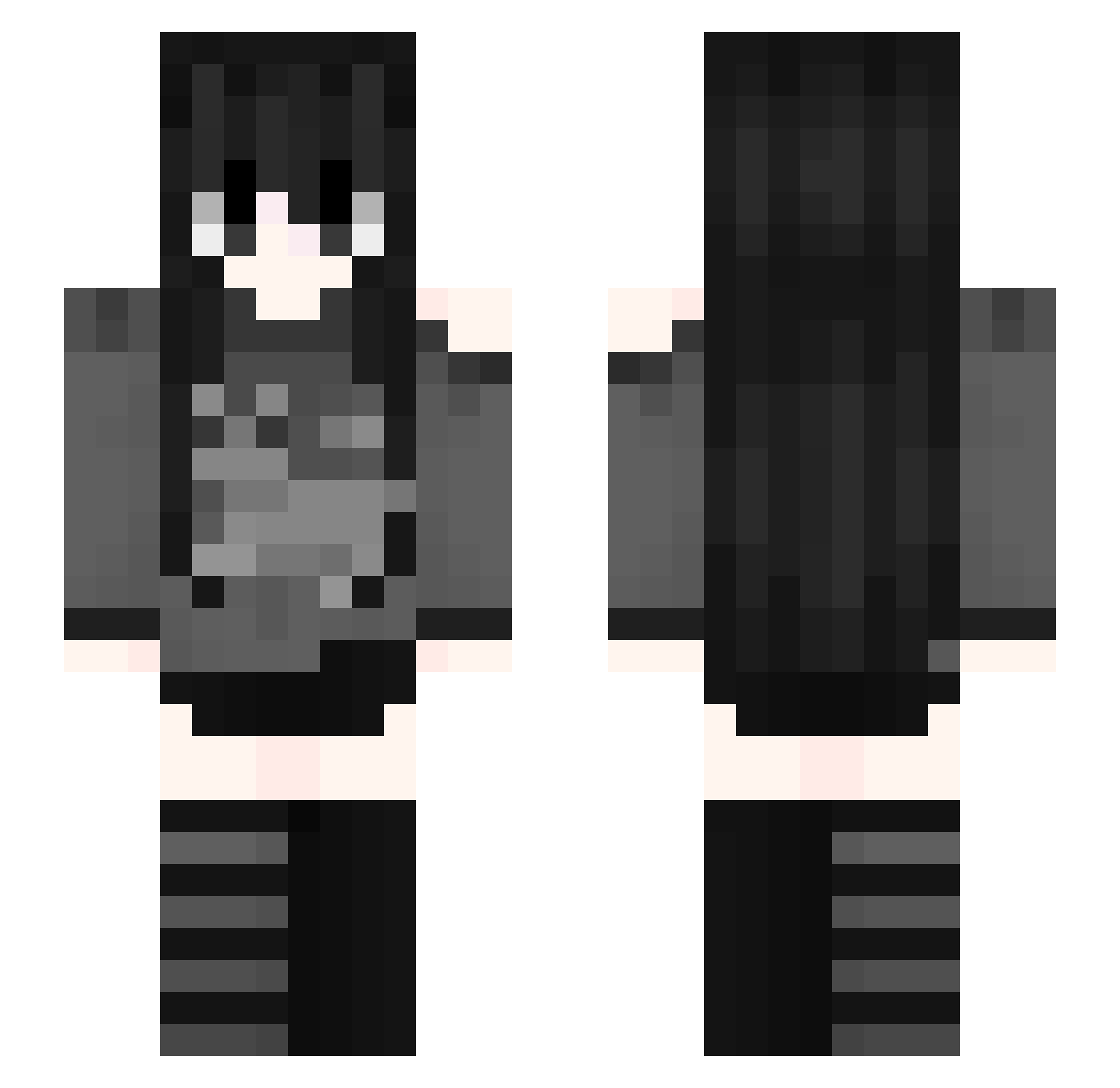 Reivangelion Minecraft skin, front and back view
