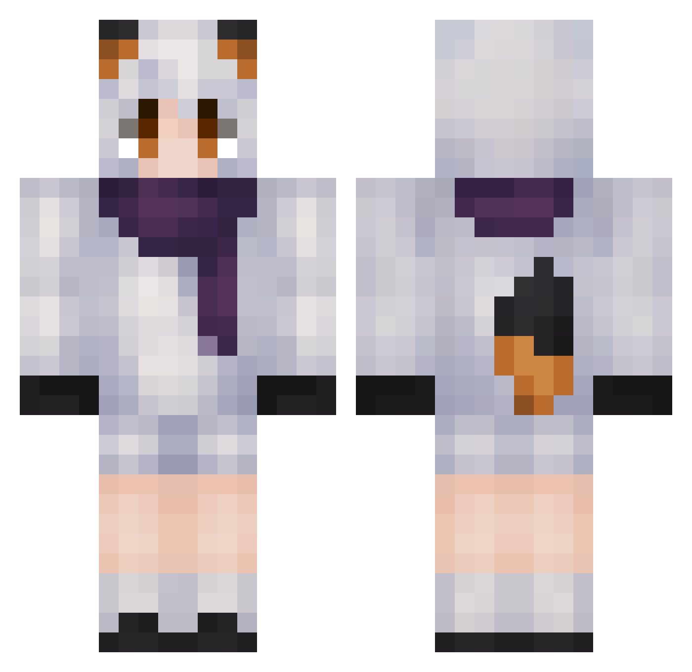 xCorvueee Minecraft skin, front and back view