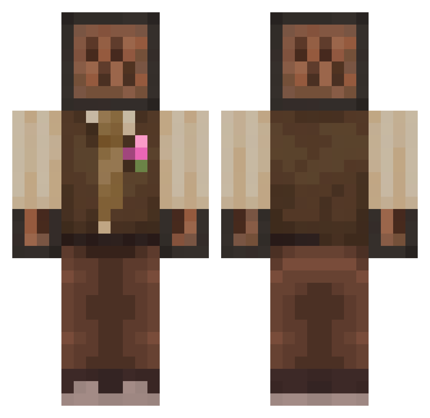 Professor_Rose Minecraft skin, front and back view