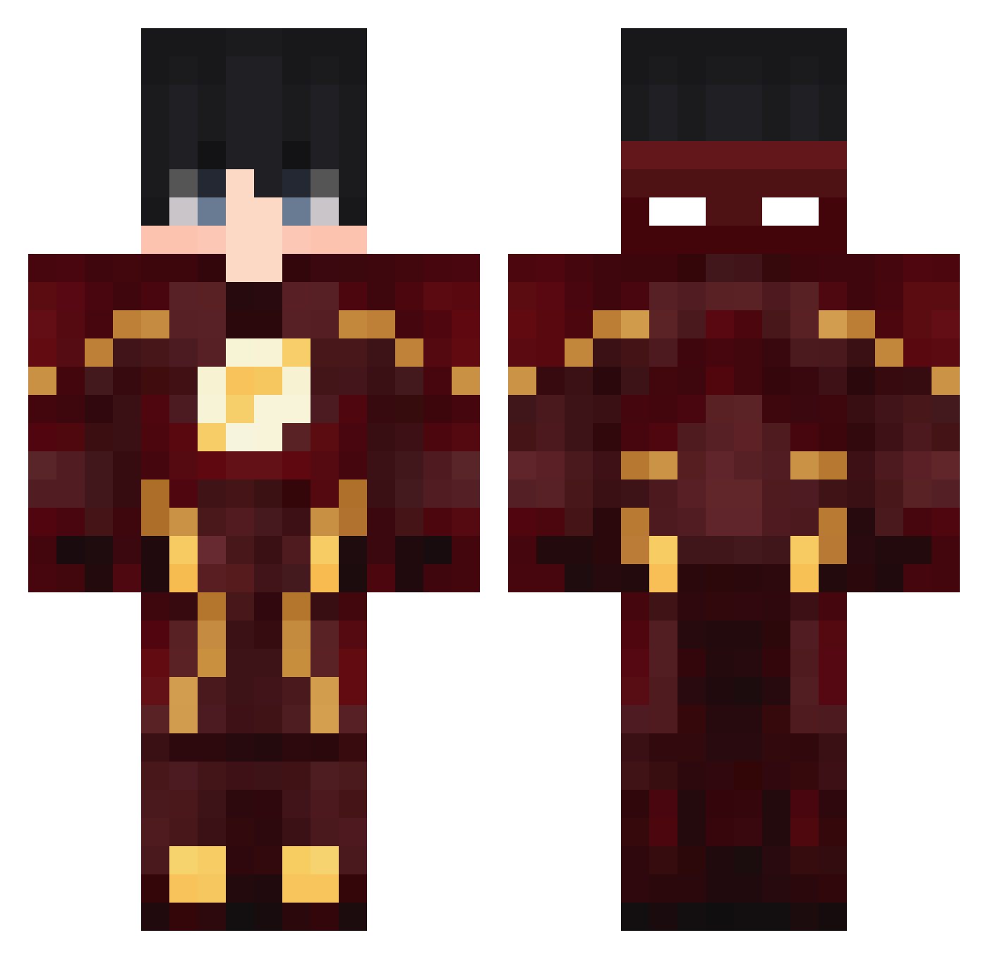 ziv_flash Minecraft skin, front and back view