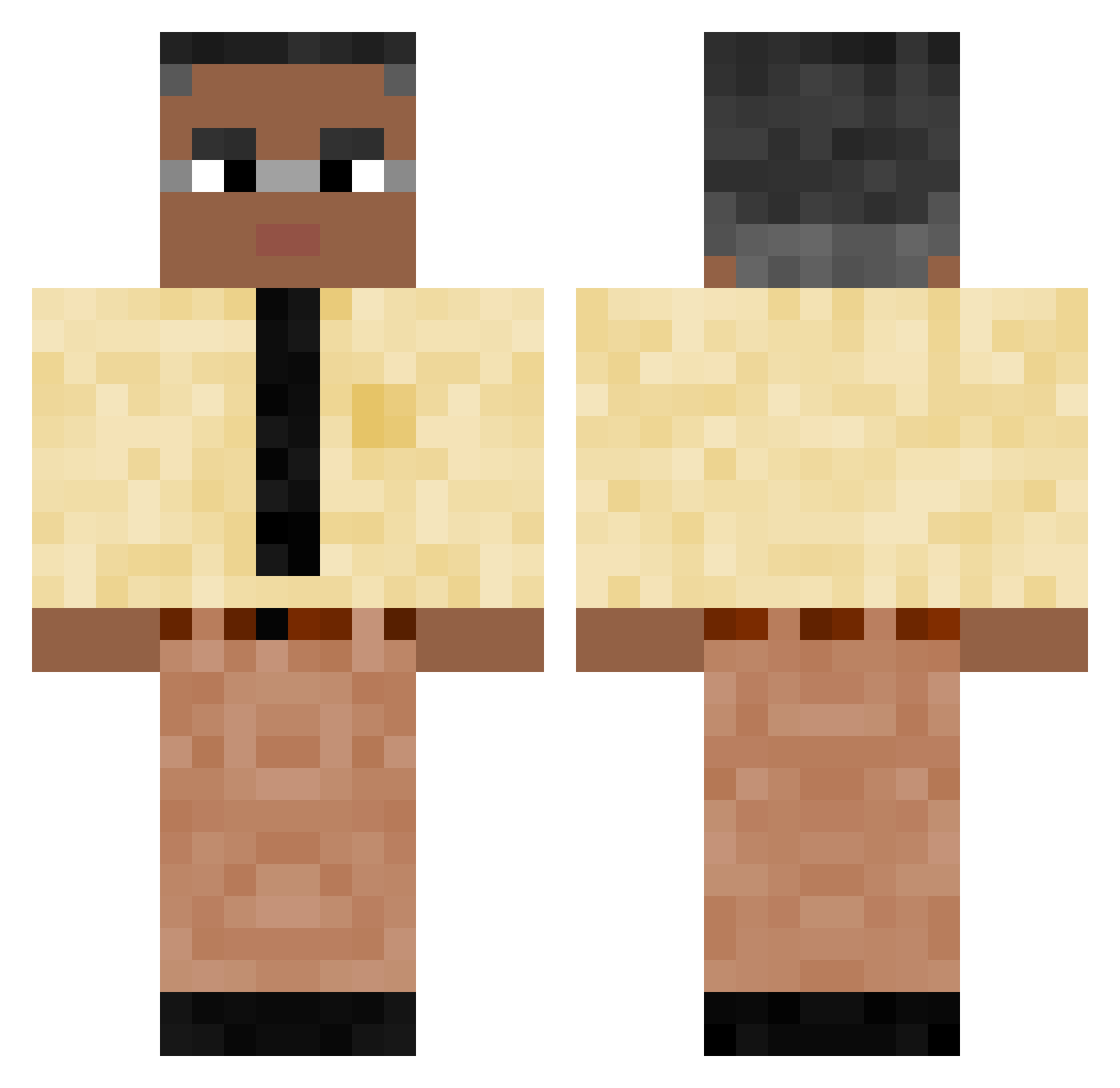 Transacting Minecraft skin, front and back view