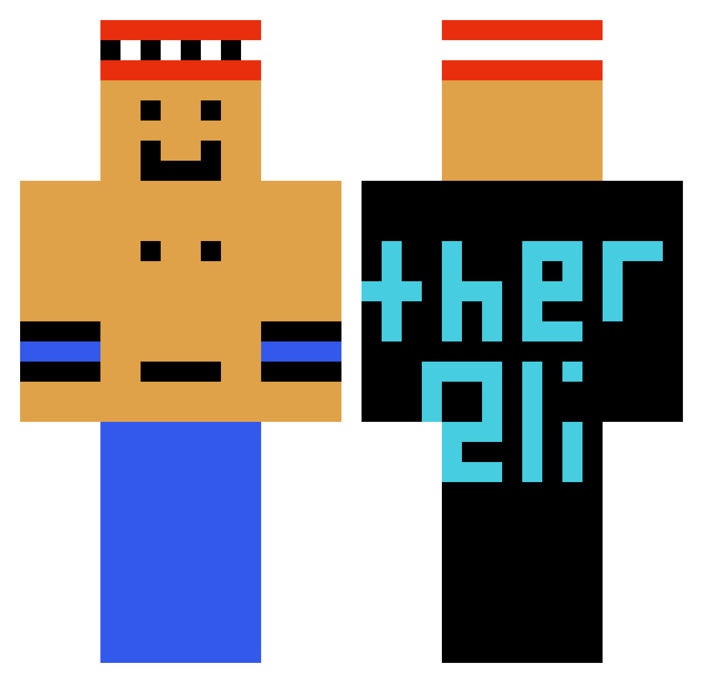 thereli Minecraft skin, front and back view