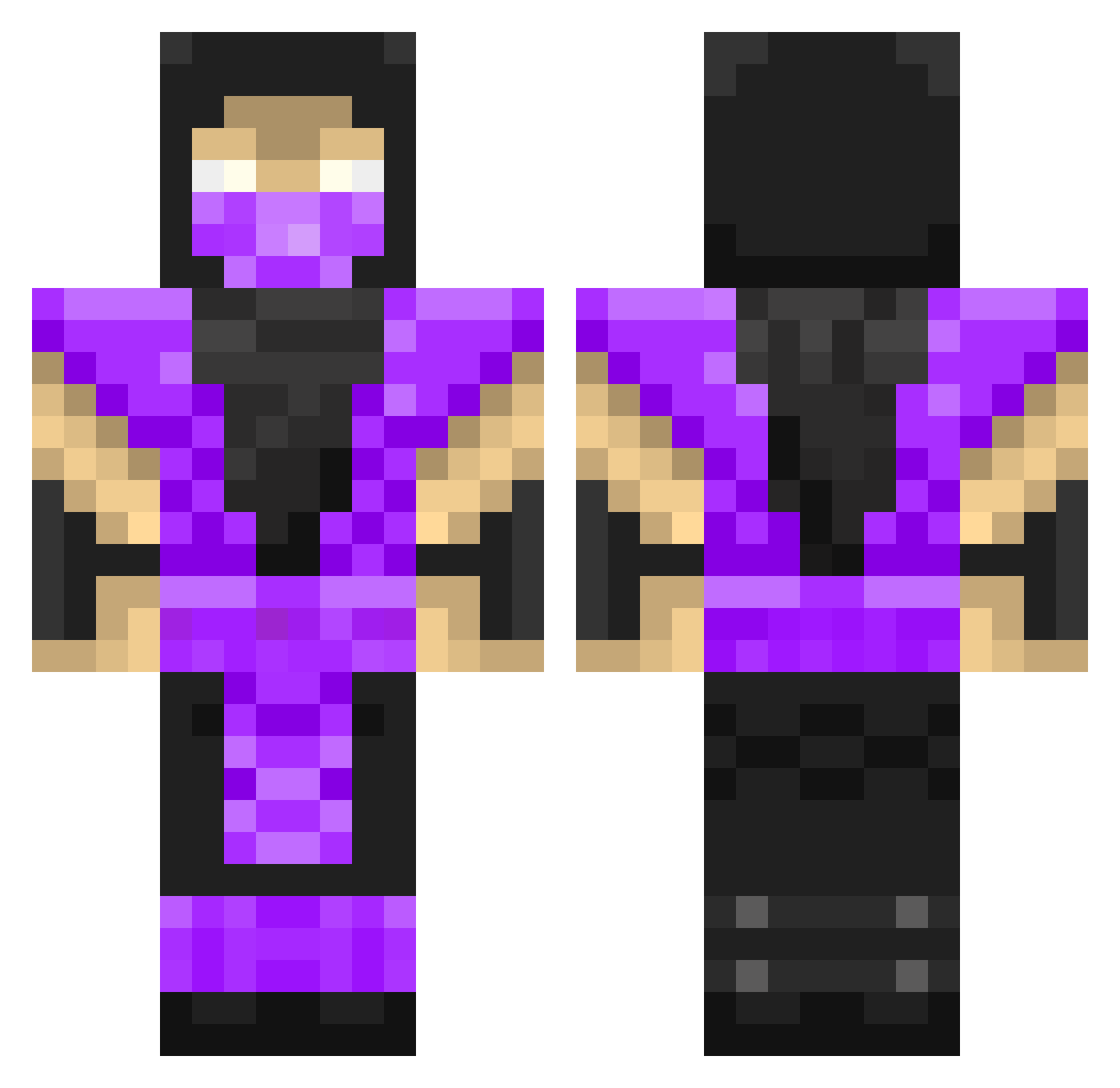 Porphyrous Minecraft skin, front and back view