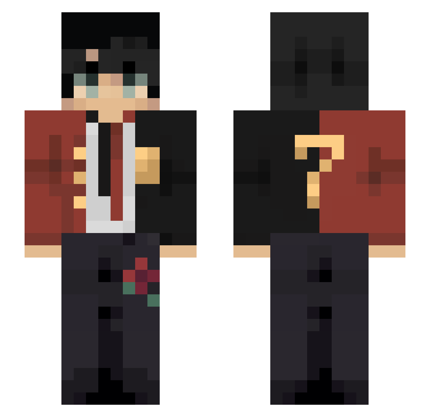 MuzanSani Minecraft skin, front and back view