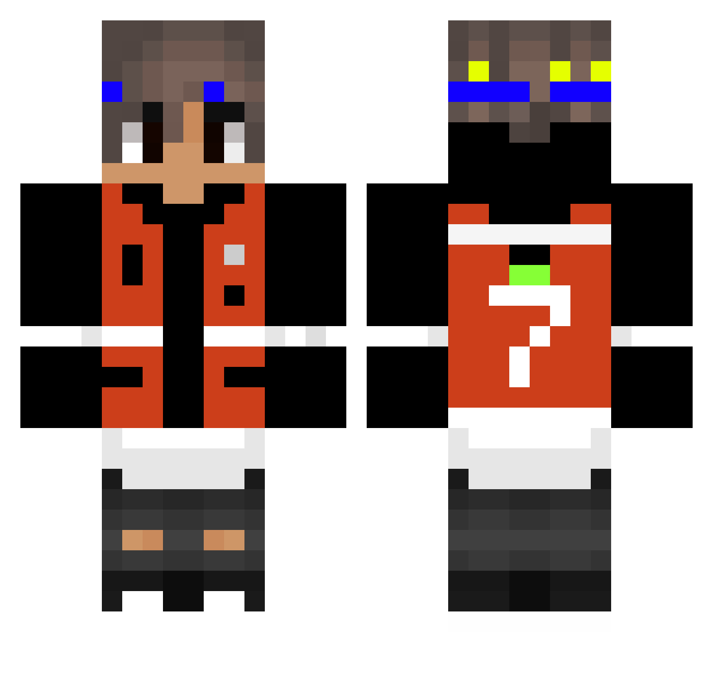 YeaHFeeLIVE Minecraft skin, front and back view