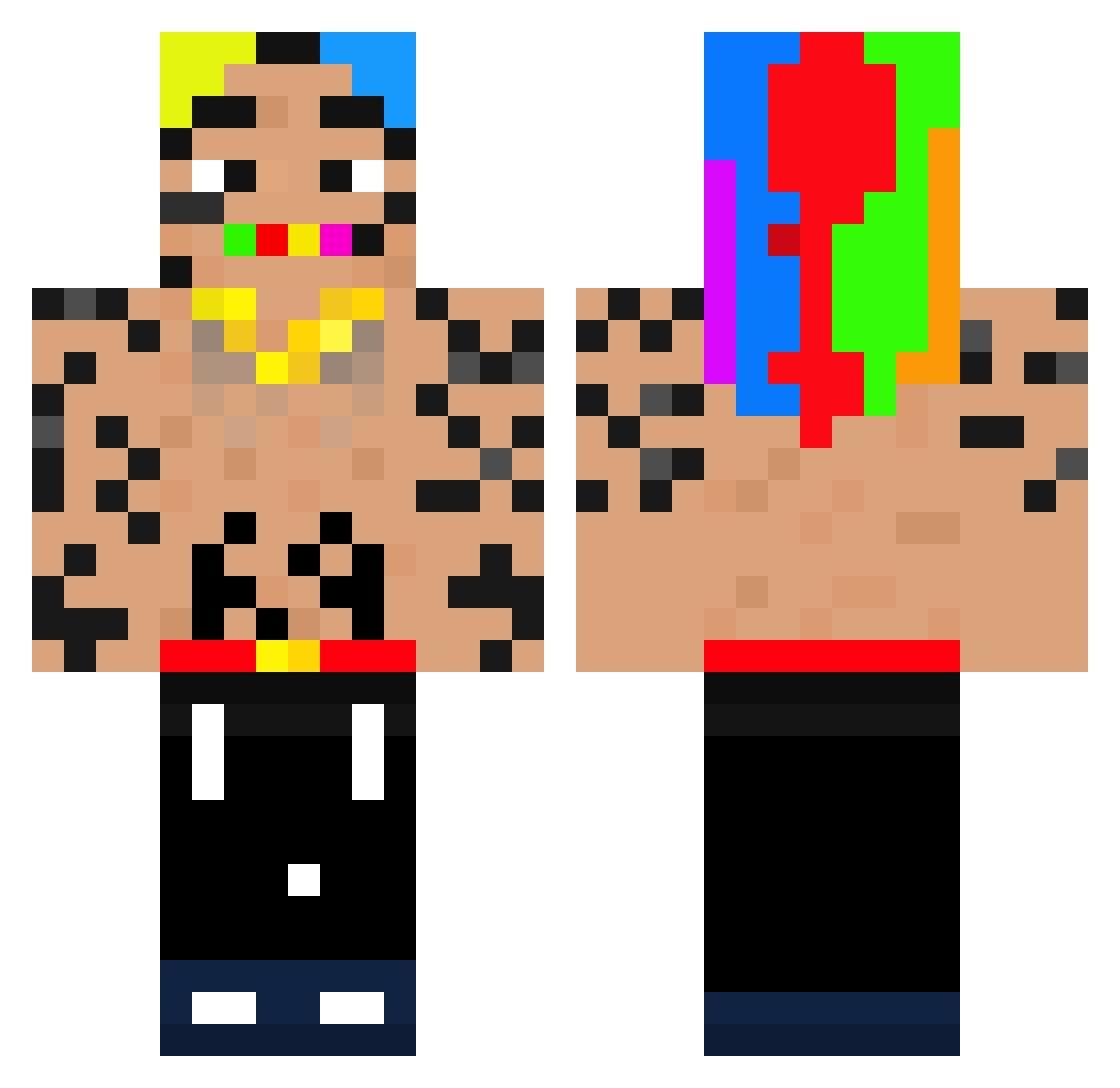 Involucrado Minecraft skin, front and back view