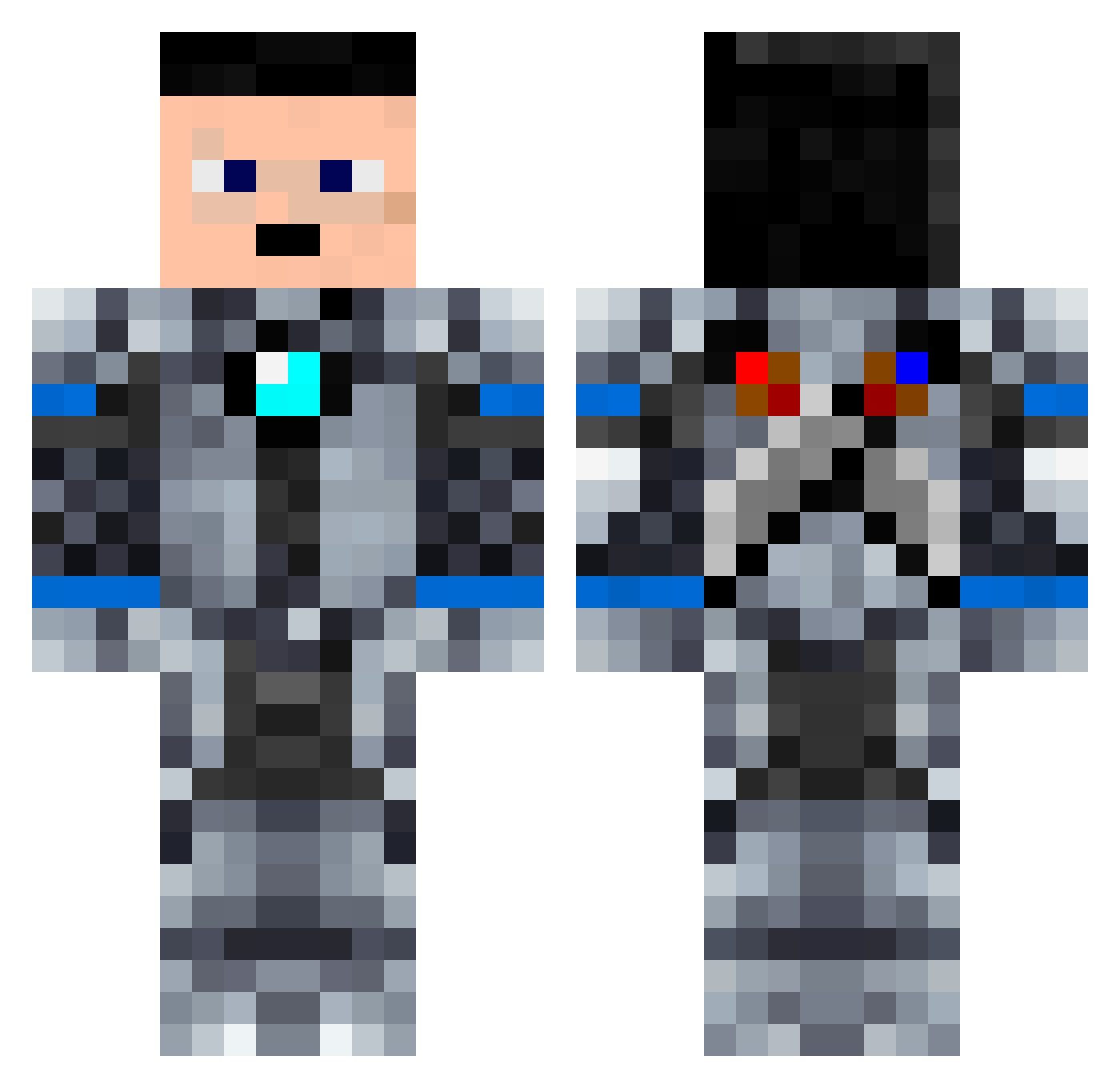 Raptorial Minecraft skin, front and back view