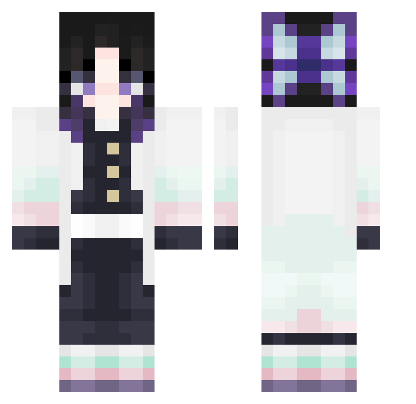 HiLm3 Minecraft skin, front and back view