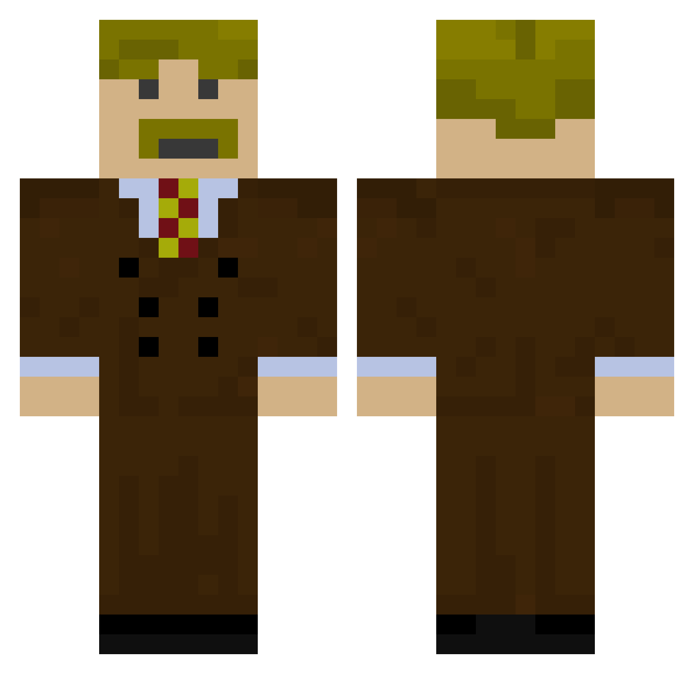 Sheldmon Minecraft skin, front and back view