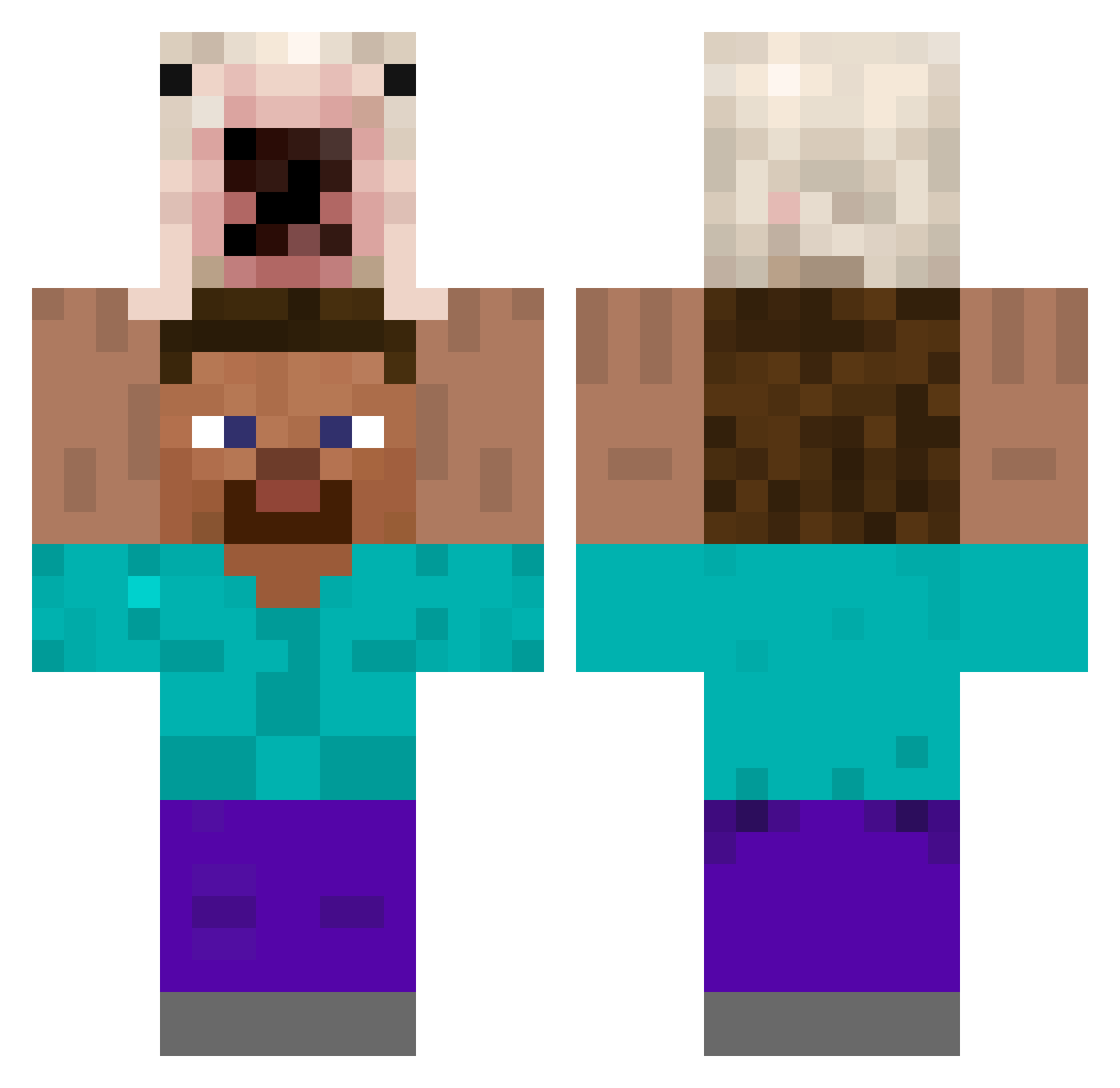 leallegal Minecraft skin, front and back view