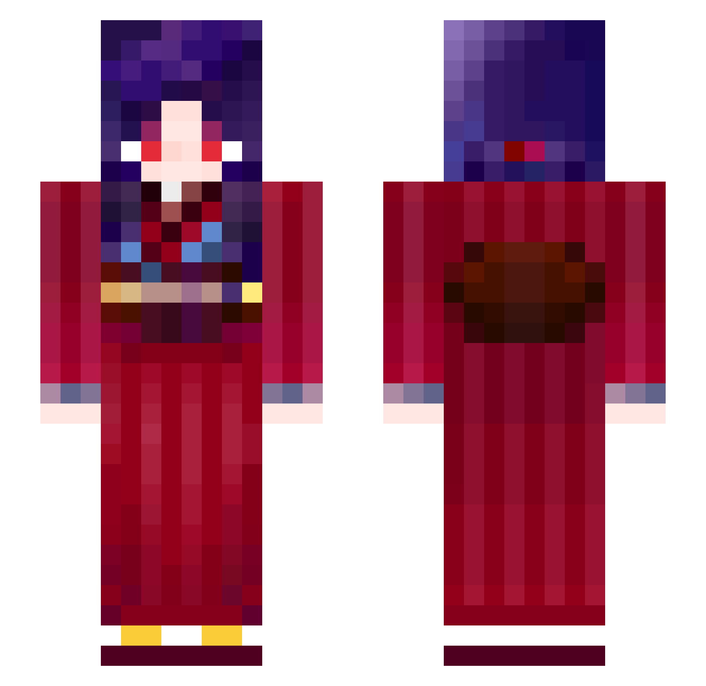 PoorBoJack Minecraft skin, front and back view