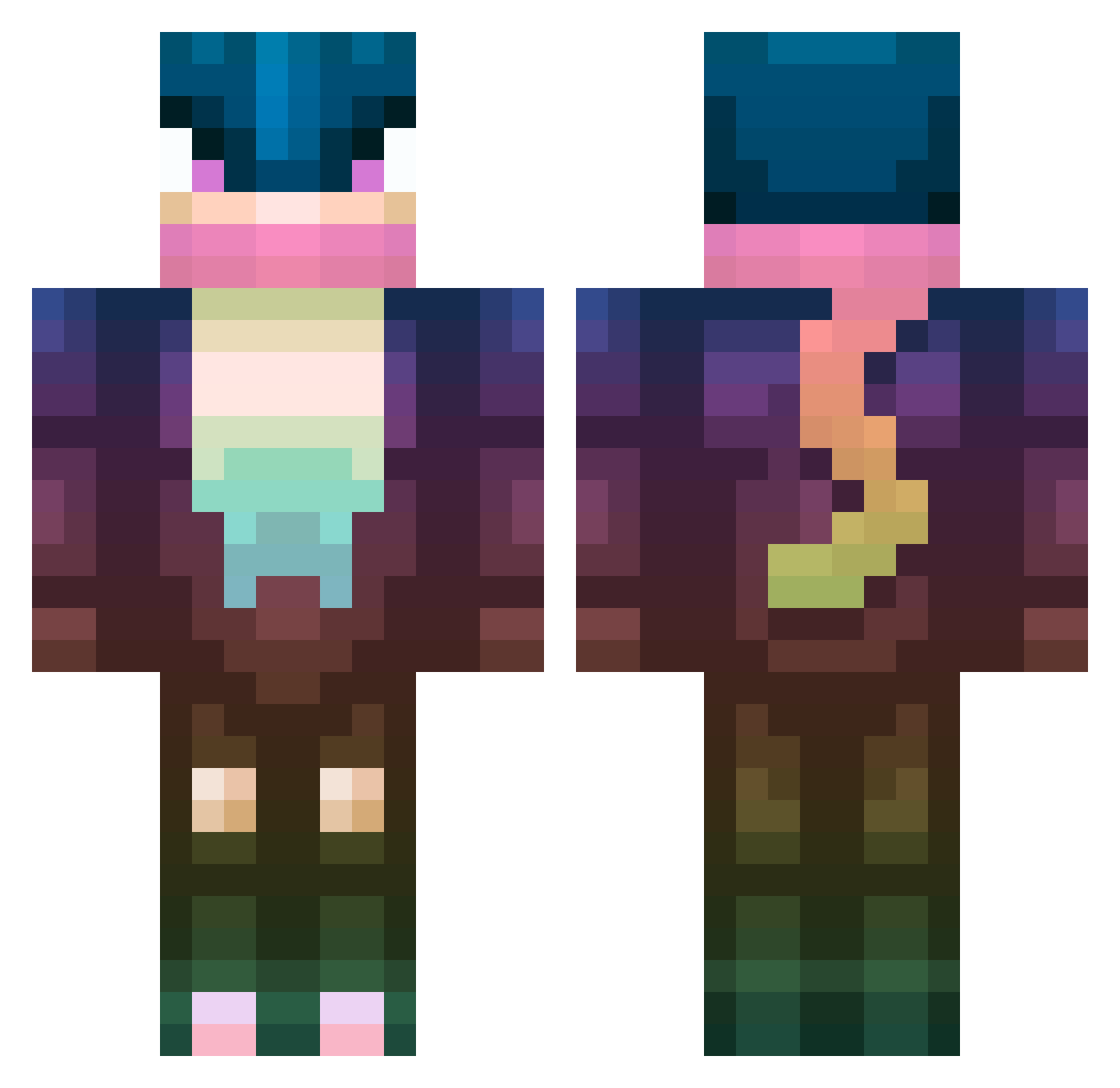 Chaumontais Minecraft skin, front and back view