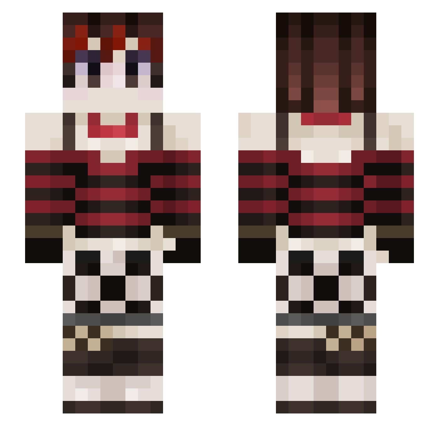 Bappoluv Minecraft skin, front and back view