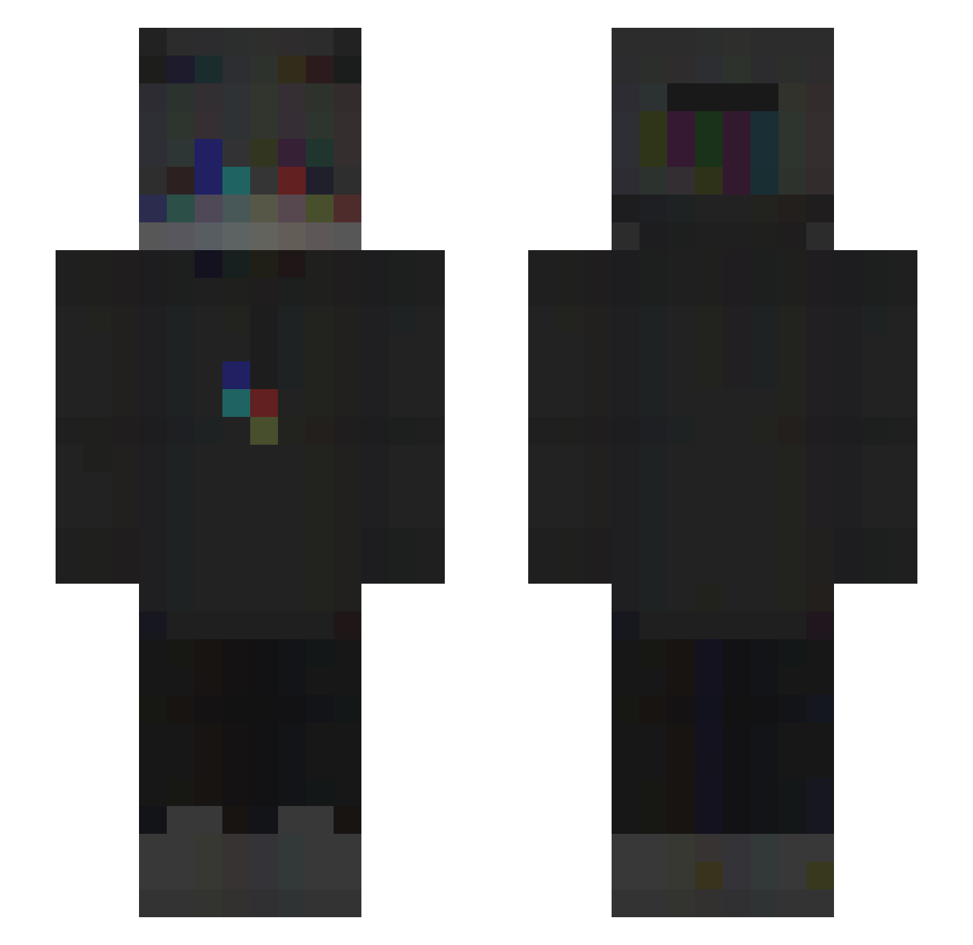 Zowbie Minecraft skin, front and back view