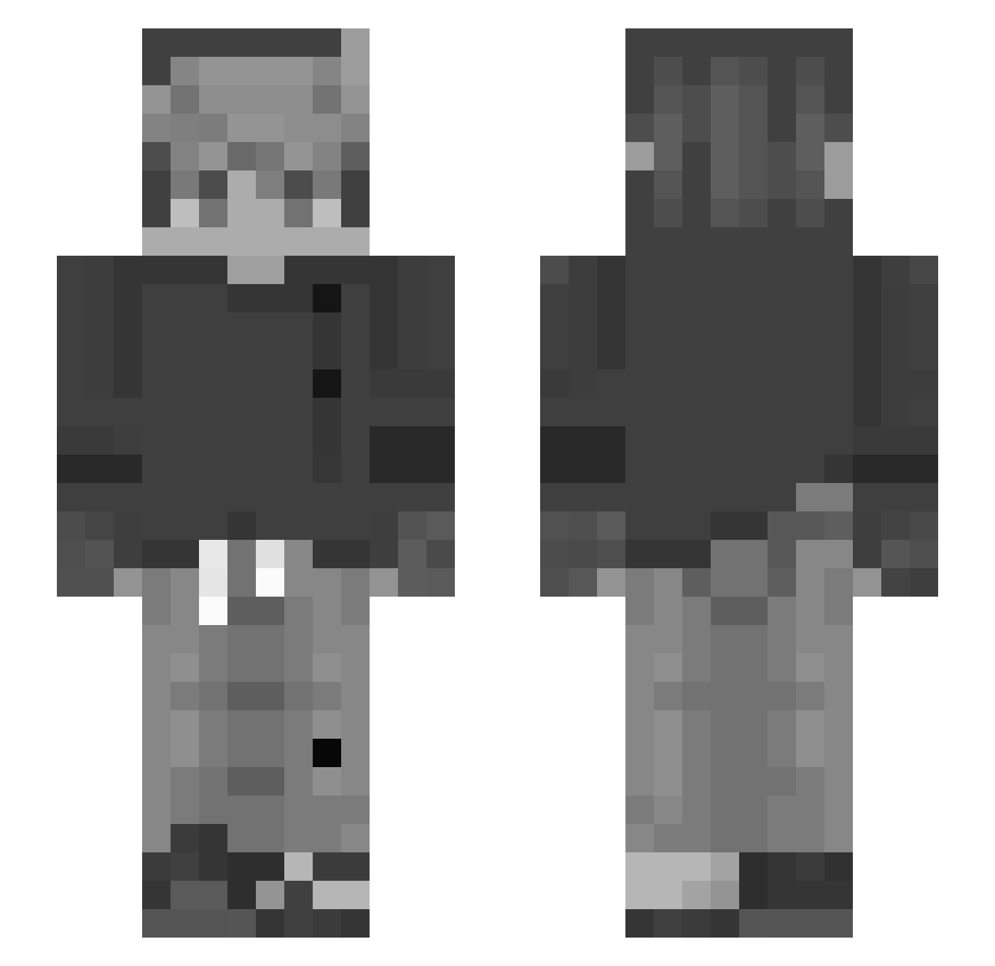 Zuick Minecraft skin, front and back view