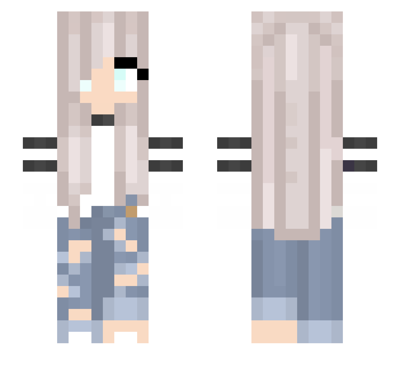 PopDulce Minecraft skin, front and back view