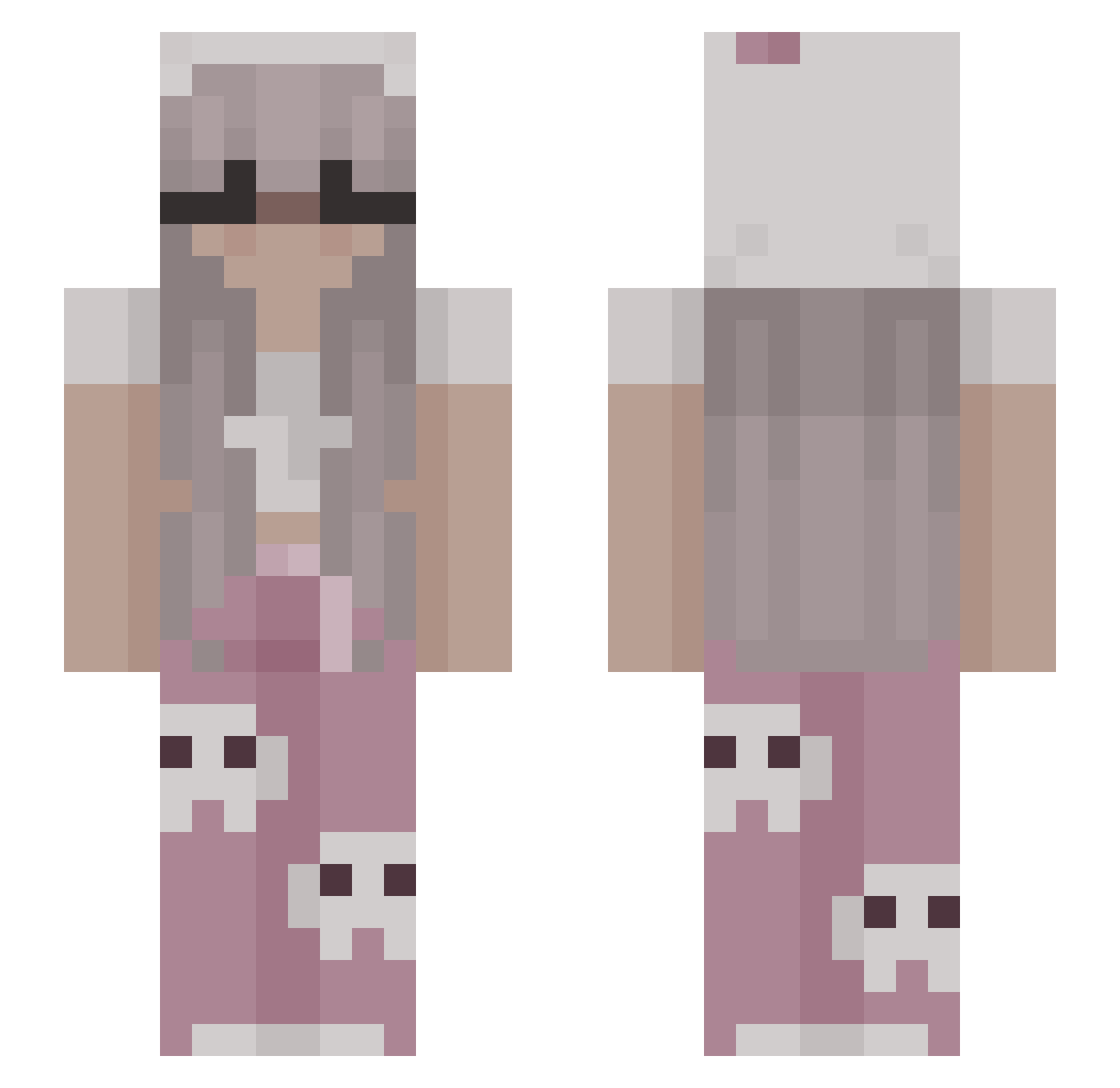 spraq Minecraft skin, front and back view