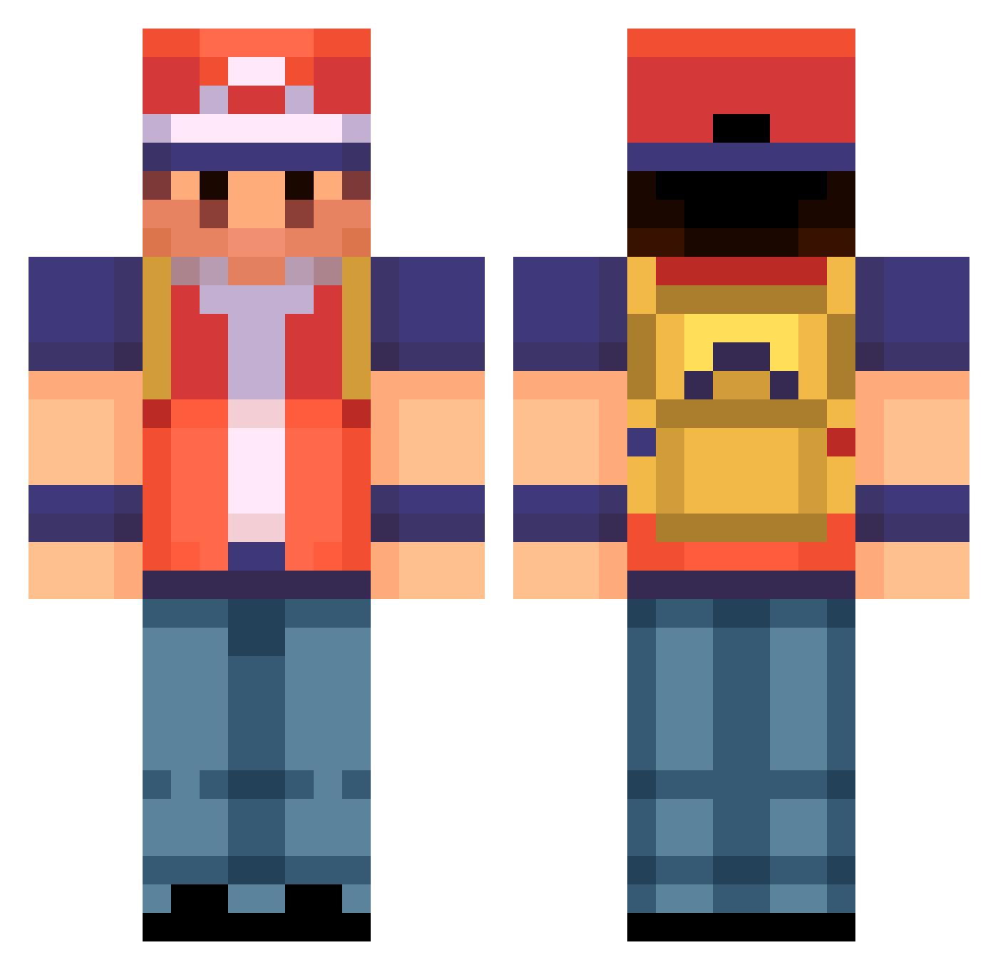 BestKam Minecraft skin, front and back view