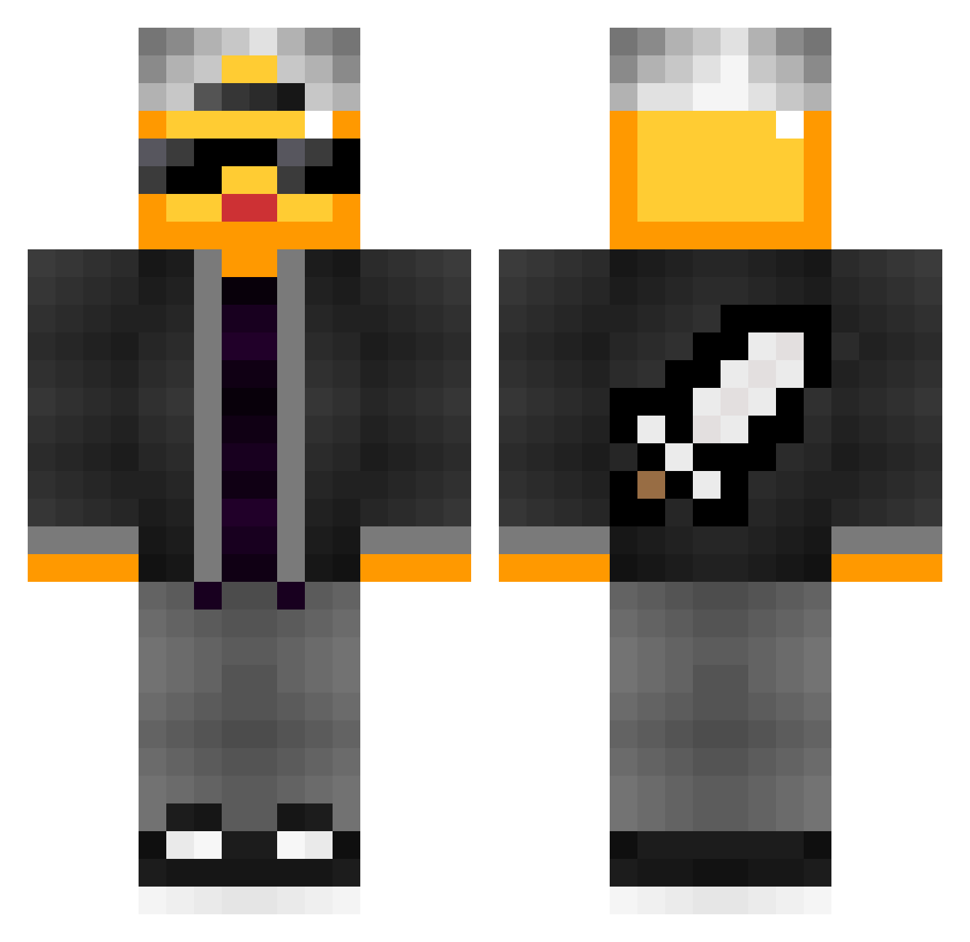JustBay Minecraft skin, front and back view