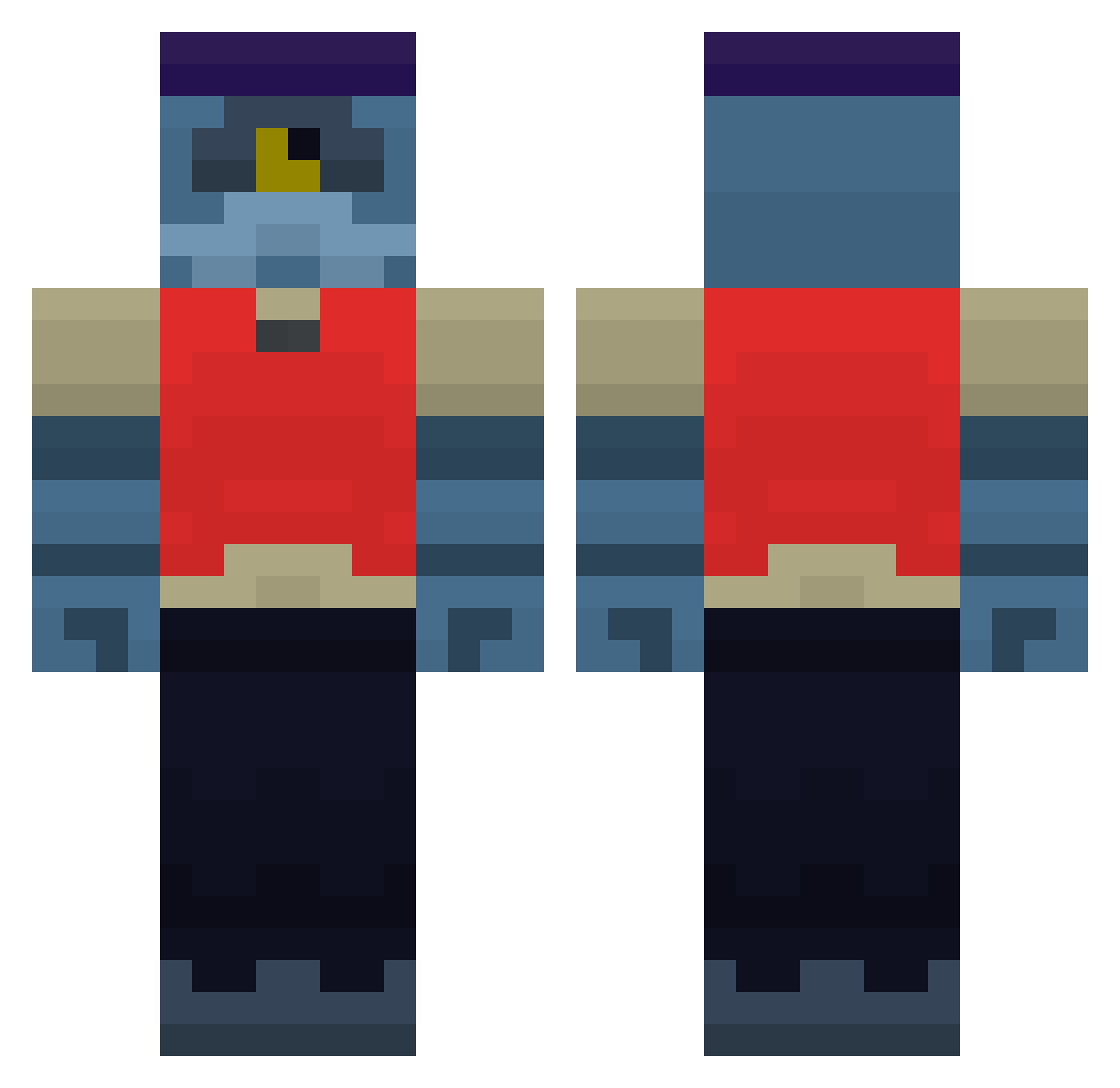 neonchan Minecraft skin, front and back view