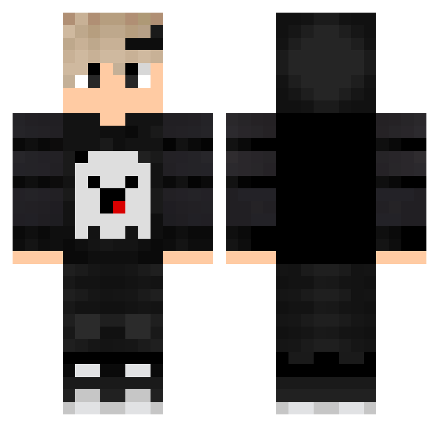 SadNibba Minecraft skin, front and back view