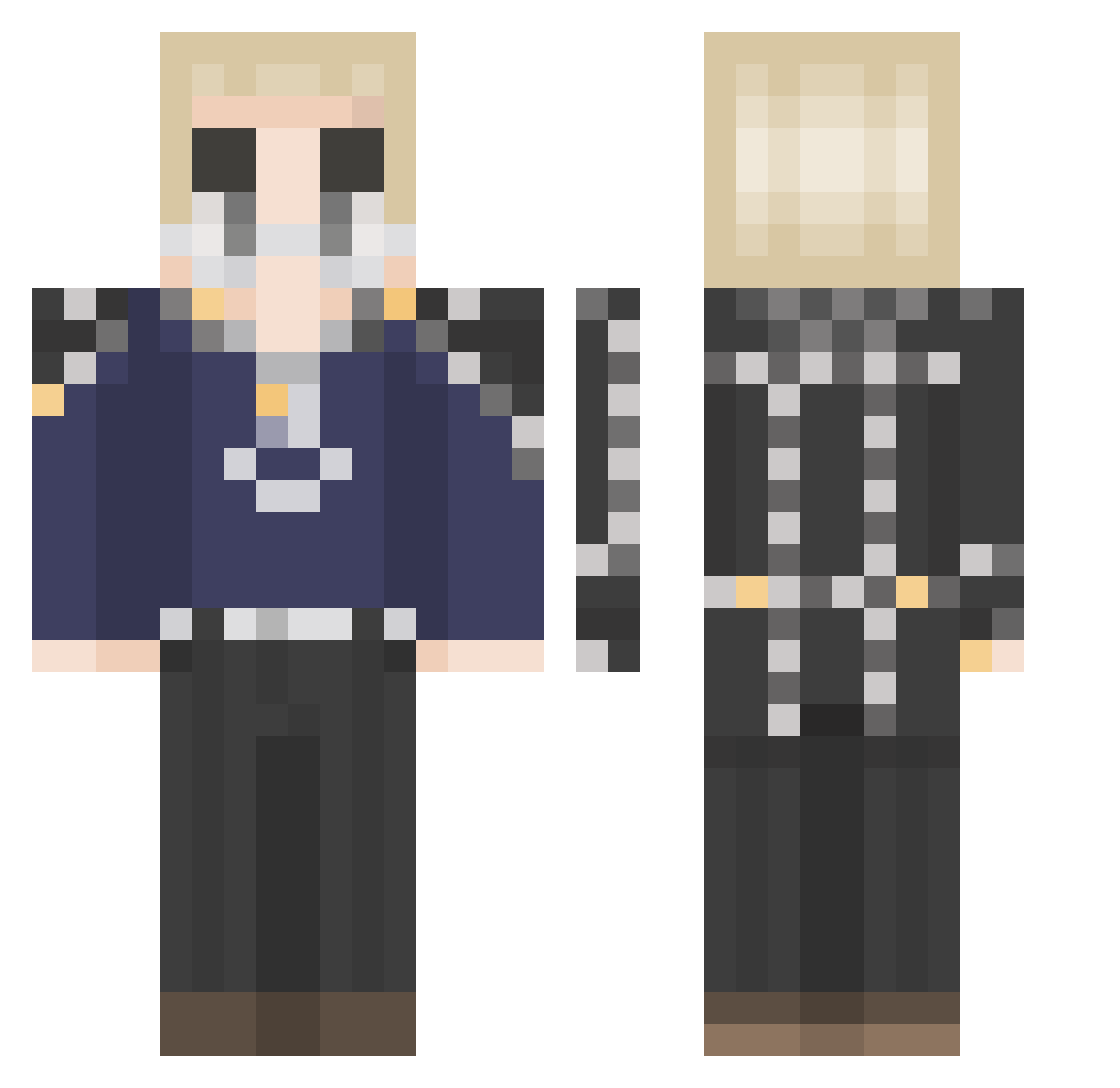 MetalCry Minecraft skin, front and back view