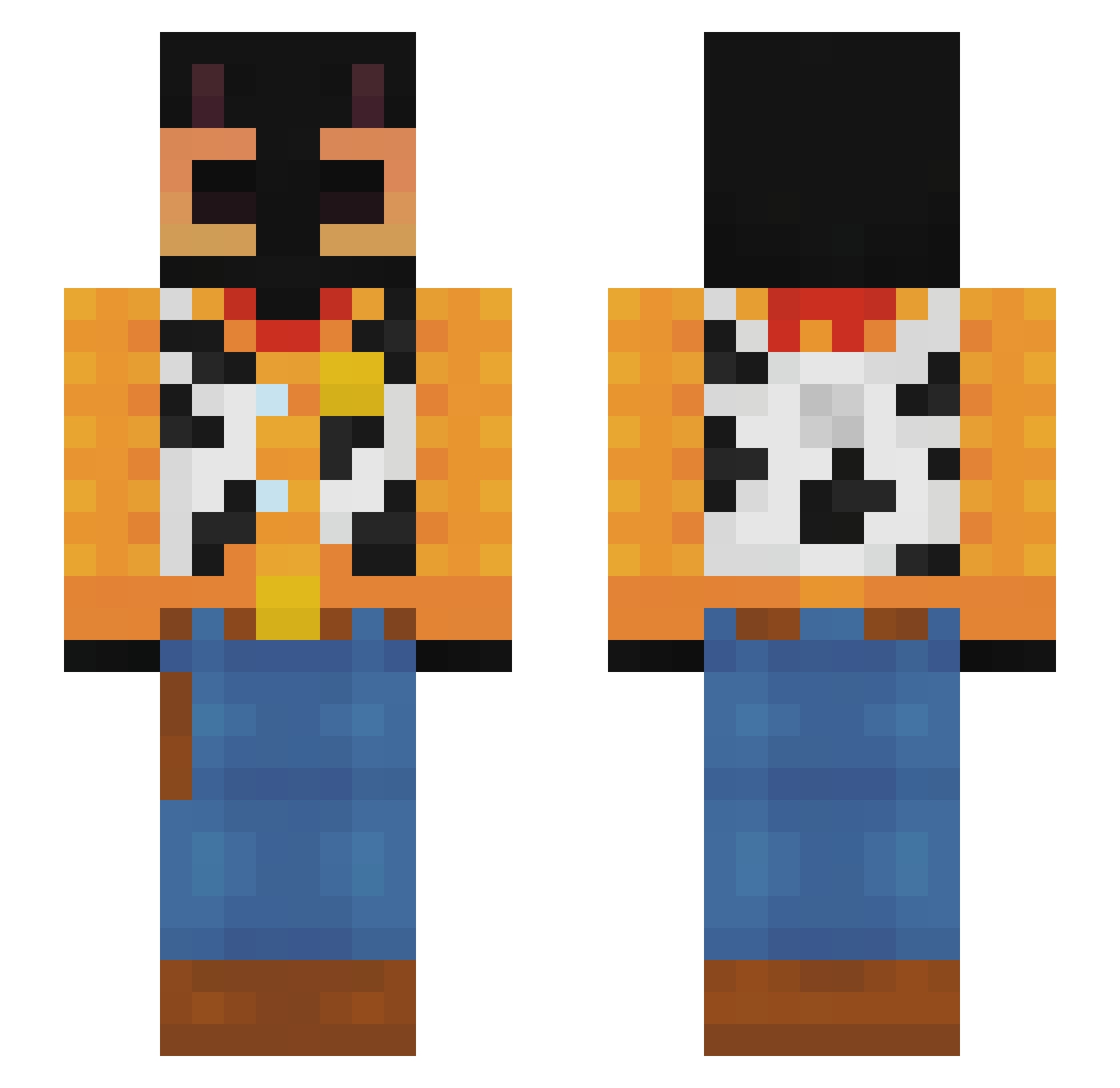 xNaokki Minecraft skin, front and back view