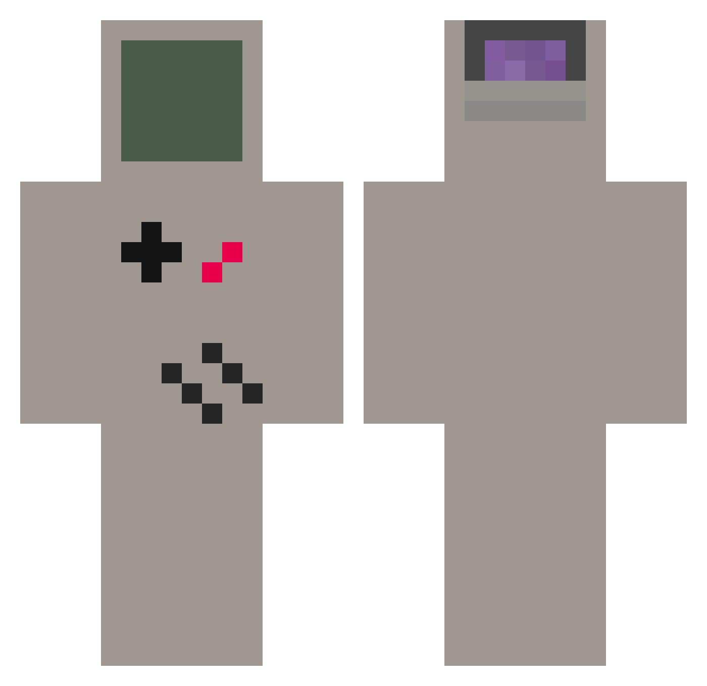 pepnox Minecraft skin, front and back view